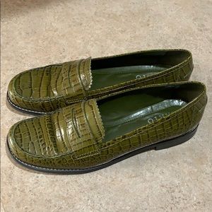 Franco Sarto Olive Green Croc Flats/Loafers